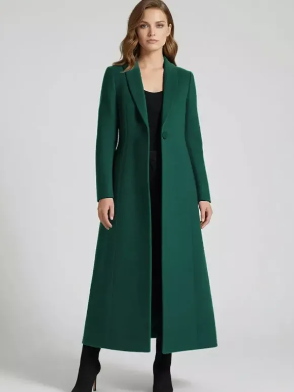 Manteau Long Femme D'hiver Pour Femme Col Rabattu Classique Bordeaux