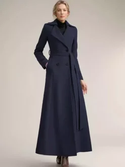 Manteau Long Femme Hiver Camel Col Rabattu Manches Longues Ceinture Manteau D'hiver Décontracté