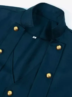 Manteau long noir pour homme style steampunk victorien rétro avec lacets au dos et double boutonnage style vintage