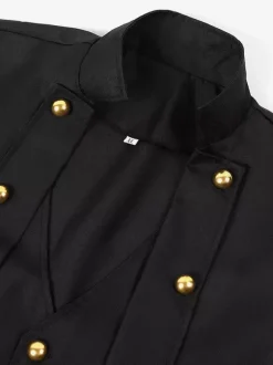 Manteau long noir pour homme style steampunk victorien rétro avec lacets au dos et double boutonnage style vintage