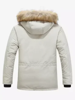 Manteau matelassé mi-long épais à capuche pour homme