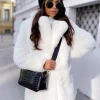 Manteau mi-long en fausse fourrure pour femme veste d'hiver écologique 2026