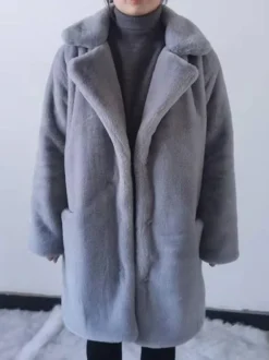 Manteau mi-long en fausse fourrure pour femme veste d'hiver écologique 2026
