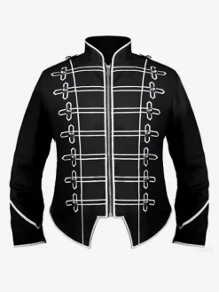 Manteau noir pour homme style rétro steampunk victorien croisé manches longues