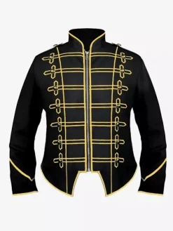 Manteau noir pour homme style rétro steampunk victorien croisé manches longues