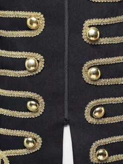Manteau noir vintage à boutons rétro et blocs de couleurs à manches longues en polyester pour homme