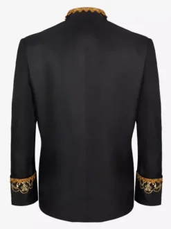 Manteau Noir Vintage Top Rétro Brodé Manches Longues Veste Rétro Costumes Pour Homme Déguisement Vintage