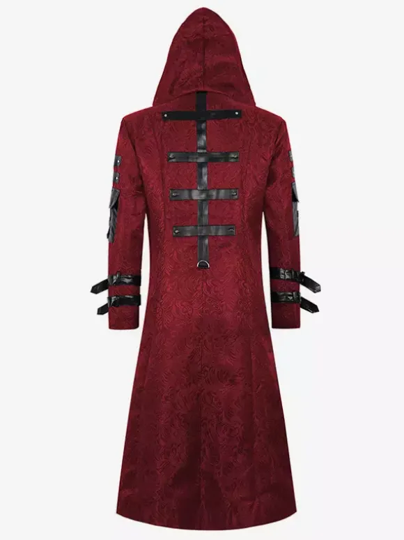 Manteau rouge vintage à manches longues pour homme Bourgogne