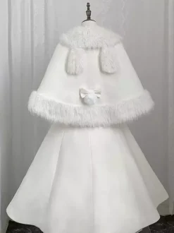 Manteau Sweet Lolita à n艙uds blancs cape pardessus poncho manteau d'hiver Lolita