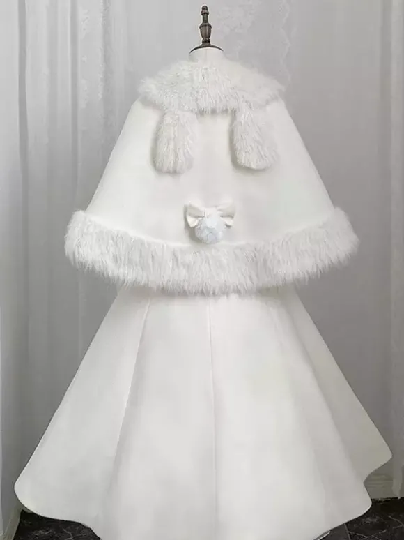 Manteau Sweet Lolita à n艙uds blancs cape pardessus poncho manteau d'hiver Lolita