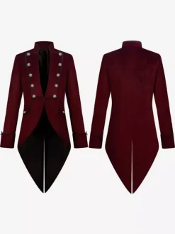 Manteau à boutons rétro bordeaux vintage pour homme Bourgogne