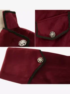 Manteau à boutons rétro bordeaux vintage pour homme Bourgogne