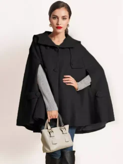 Manteau cape en laine à capuche Camel pour femme Poncho surdimensionné Vêtements d'extérieur d'hiver 2026