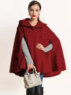 Manteau cape en laine à capuche Camel pour femme Poncho surdimensionné Vêtements d'extérieur d'hiver 2026