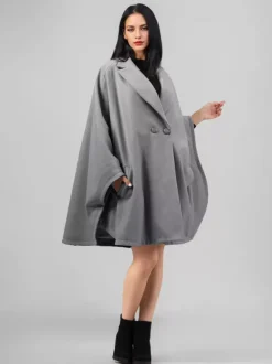 Manteau cape en mélange de laine bleu marine foncé poncho surdimensionné à revers vêtements d'extérieur d'hiver pour femmes 2026