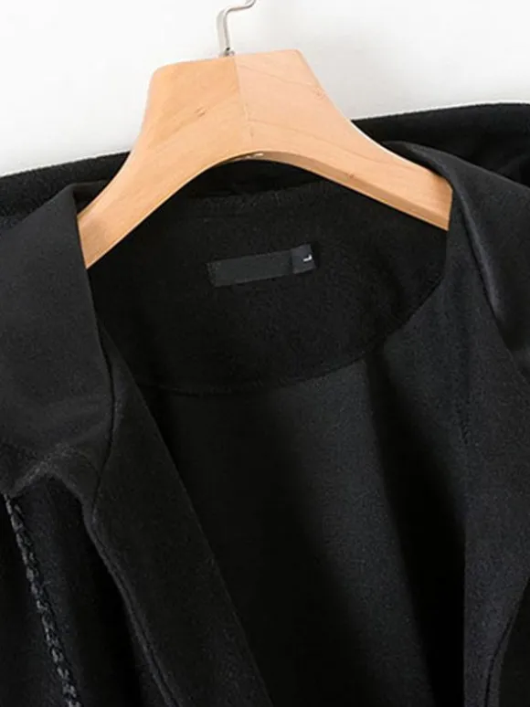 Manteau Cape Femme Hiver avec Capuche à Lacets Réglable avec Franges Unicolore Manteau Hiver Femme Manteau Cape Femme