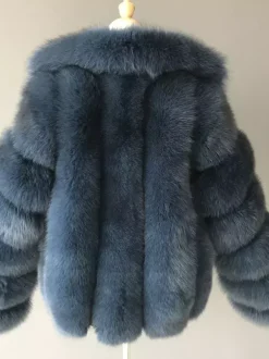 Manteau court en fausse fourrure moelleuse avec revers Veste d'hiver écologique pour femme 2026