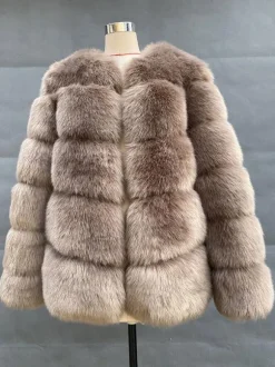 Manteau court en fausse fourrure Veste d'hiver en fourrure écologique pour femme 2026