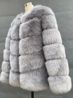 Manteau court en fausse fourrure Veste d'hiver en fourrure écologique pour femme 2026