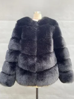 Manteau court en fausse fourrure Veste d'hiver en fourrure écologique pour femme 2026