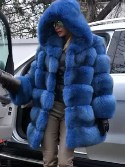 Manteau en fausse fourrure avec capuche Veste mi-longue décontractée d'hiver pour femme 2026