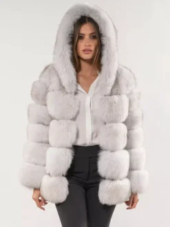 Manteau en fausse fourrure à capuche chaud court en peluche écologique pour femme hiver 2026