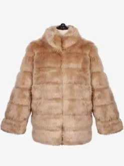 Manteau En Fausse Fourrure Gris Clair Homme Manches Longues Chaud Hiver Col Montant