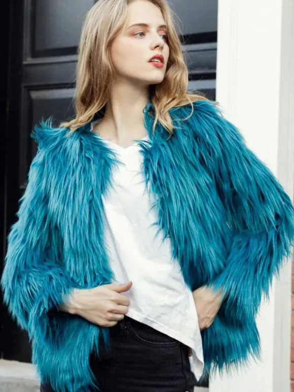 Manteau en fausse fourrure pour femme court et écologique collection hiver 2026