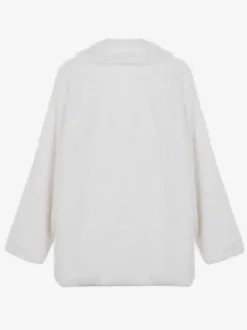 Manteau en fausse fourrure à revers crantés blanc Veste d'hiver écologique pour femme 2026