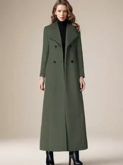 Manteau en laine pour femme col rabattu croisé longueur complète style rétro vêtements d'extérieur d'hiver 2026