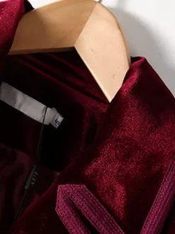 Manteau Femme Long Hiver Moulant en Satin à Col Revers avec Manches Longues Coupe Cintrée avec Boutons avec Poches Unicolore