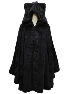 Manteau gothique Lolita Cape Cat Planet à capuchon en peluche avec capuchon en molleton velours Lolita Poncho Manteau Déguisements Halloween