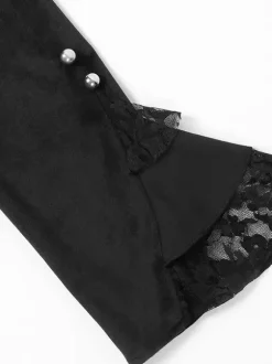 Manteau gothique noir mi-long pour femme trench-coat slim col montant foncé smoking de palais mode automne et hiver