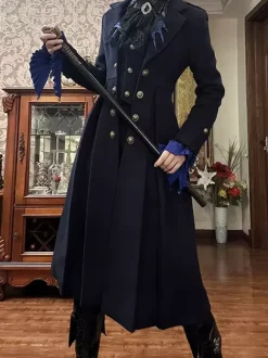 Manteau gothique Ouji Lolita Prince Noir à manches longues veste d'automne Lolita en polyester