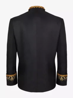 Manteau noir pour homme style steampunk victorien vintage broderies manches longues style rétro