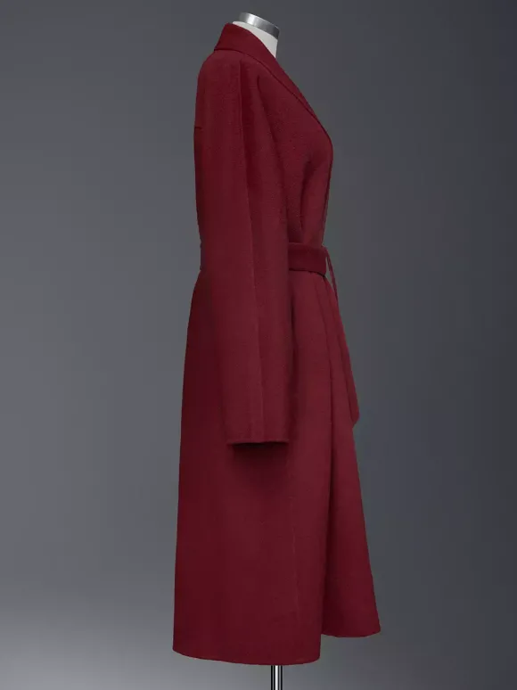 Manteau portefeuille en laine et cachemire mélangés bordeaux pour femme élégant à revers ceinture double face vêtements d'extérieur d'hiver 2026