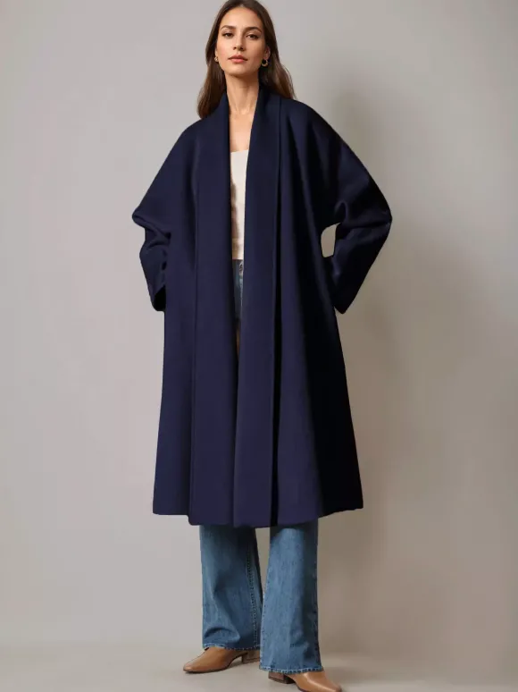 Manteau portefeuille en laine et cachemire mélangés bordeaux pour femme élégant à revers ceinture double face vêtements d'extérieur d'hiver 2026
