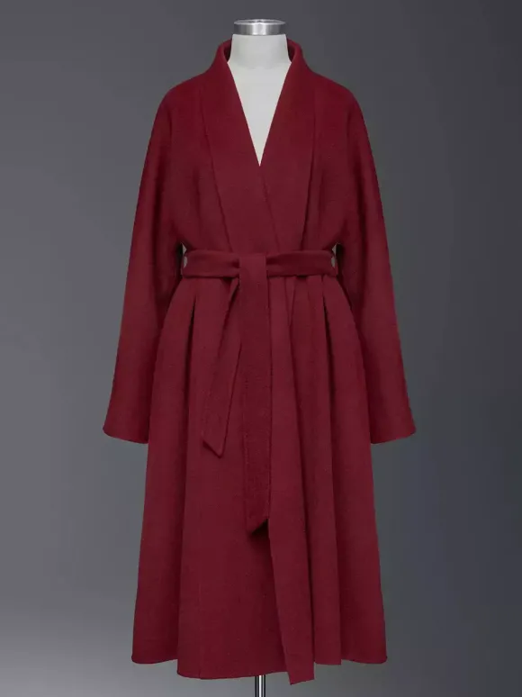 Manteau portefeuille en laine et cachemire mélangés bordeaux pour femme élégant à revers ceinture double face vêtements d'extérieur d'hiver 2026