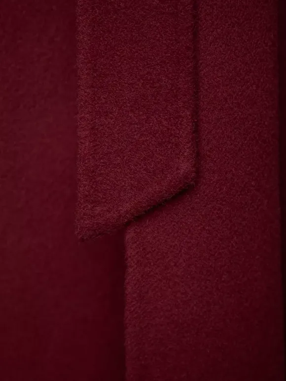 Manteau portefeuille en laine et cachemire mélangés bordeaux pour femme élégant à revers ceinture double face vêtements d'extérieur d'hiver 2026