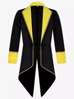 Manteau rouge vintage à boutons rétro et blocs de couleurs à manches longues en polyester pour homme