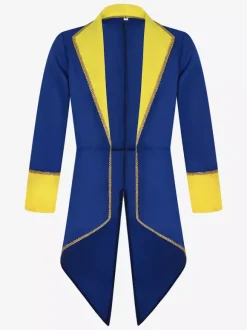 Manteau rouge vintage à boutons rétro et blocs de couleurs à manches longues en polyester pour homme