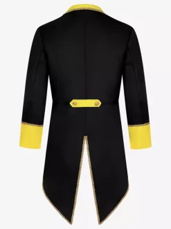Manteau rouge vintage à boutons rétro et blocs de couleurs à manches longues en polyester pour homme