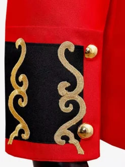 Manteau rouge vintage à franges et boutons rétro blocs de couleurs manches longues en polyester costumes rétro pour homme