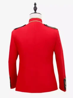 Manteau rouge vintage à franges et boutons rétro blocs de couleurs manches longues en polyester costumes rétro pour homme