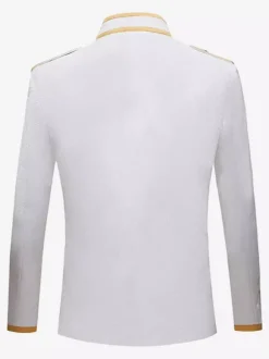 Manteau rétro steampunk violet pour homme col montant broderie fermeture éclair sur le devant manches longues style vintage