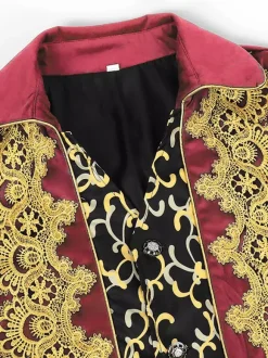 Manteau rétro vintage noir pour homme style steampunk broderies manches longues.