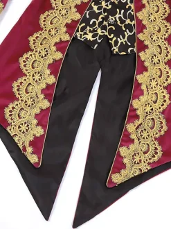 Manteau rétro vintage noir pour homme style steampunk broderies manches longues.