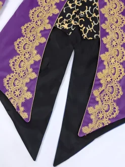 Manteau rétro vintage noir pour homme style steampunk broderies manches longues.