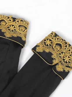 Manteau rétro vintage noir pour homme style steampunk broderies manches longues.