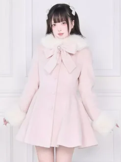 Manteau Sweet Lolita rose et noir à n艙uds pardessus à manches longues manteau d'automne Lolita